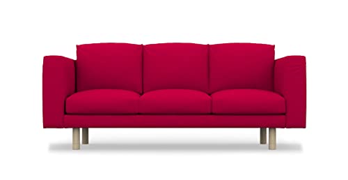 COMFORTLY Fodera per divano a 3 posti di ricambio, realizzata a mano, compatibile con divano NORSBORG (misto velluto - rosso)