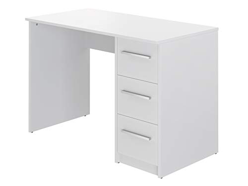 Movian, scrivania con 3 cassetti in stile moderno, modello Idro, 56 x 110 x 73,5 cm, colore bianco