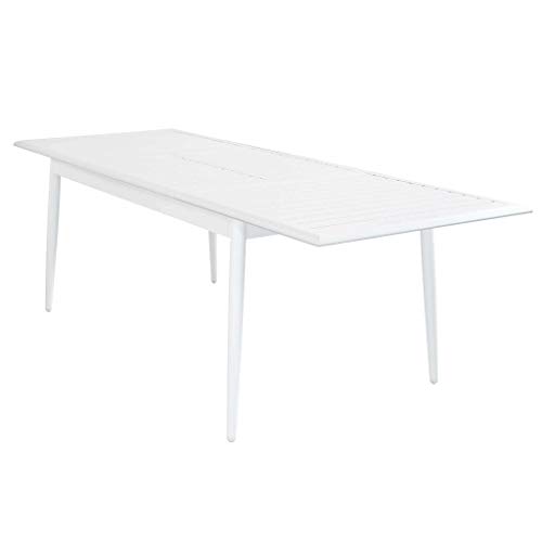 Milani Home s.r.l.s. Tavolo da Giardino Allungabile in Alluminio 160/240 X 90 Colore Bianco