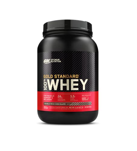 Optimum Nutrition Gold Standard 100% Whey Proteine in polvere per lo Sviluppo e il Recupero Muscolare con Glutammina e Aminoacidi BCAA Naturali, Gusto Doppio Cioccolato, 29 Dosi, 899 g