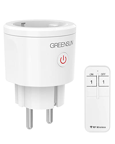 GreenSun Presa Intelligente, 16A 3600W Telecomando Smart Plug con Spegnimento Temporizzato Della Presa, 30-100M di Controllo Remoto per gli Anziani per i Genitori