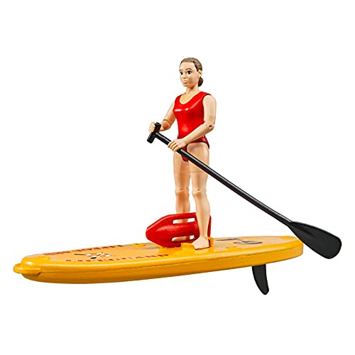 Bruder Bworld 62785 - Bworld Life Guard con Stand up Paddle, galleggiante di salvataggio con Boje e Paddleboard galleggiante con pagaia