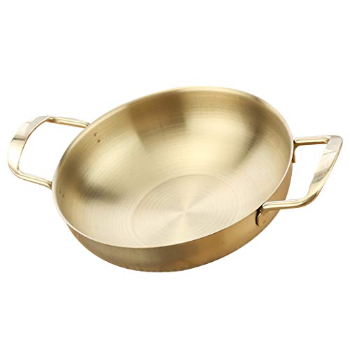 LOVIVER Utensili da Cucina in Acciaio Inossidabile con Vassoio Tondo per Paella in Teglia - 22 Cm d'oro, Come Descritto - 18 Centimetri d'oro