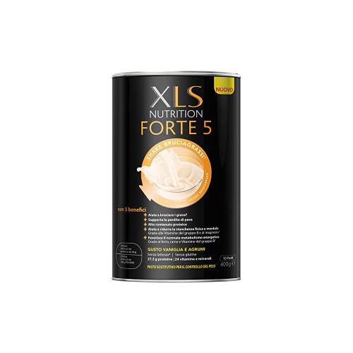 XLS Nutrition Forte 5 Shake Bruciagrassi Pasto Sostitutivo per la Perdita di Peso, con meno di 250 calorie, Gusto Vaniglia-Limone, 10 shakes
