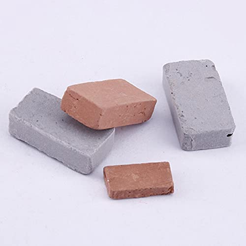 GeKLok 50 mattoni in miniatura, rosso/grigio, modello di mattoni in miniatura, modello fai da te per la costruzione di bambini paesaggio sabbia tavolo piccoli blocchi di cemento