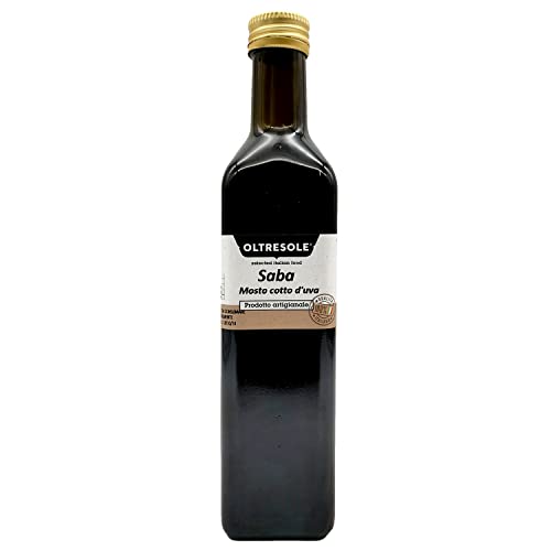 Oltresole - Saba mosto d'uva cotto 500 ml - vino cotto, miele d'uva o sapa, condimento artigianale preparato seguendo ricetta tradizionale romagnola, condimento denso dal gusto delicatamente dolce