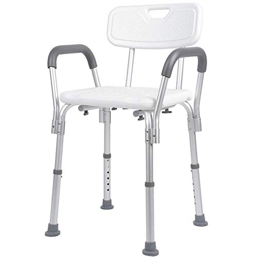 Rehab - Sedia da doccia con schienale e braccioli estraibili - sedile da doccia da vasca, sedia regolabile in altezza - Ausilio Supporto per Anziani