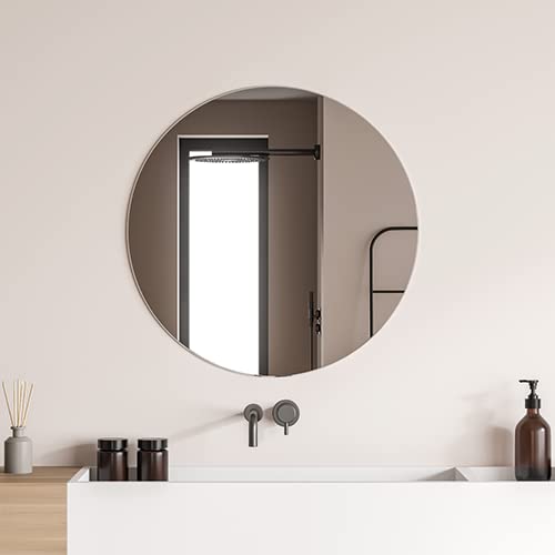 Specchio da parete, specchio rotondo per bagno, specchiera da parete senza cornice con e senza LED (Round, 100)