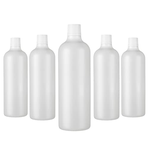 Vecchi, 5 Bottiglie vuote da 1000ml, Flaconi Vuoti Trasparenti, Bottiglie Plastica Riutilizzabili, Tappo Di Sicurezza Per Bambini, Con Etichette Impermeabili