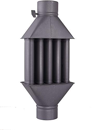 Scambiatore di calore per camino / scambiatore di aria calda, camino per gas di scarico, scambiatore di gas di scarico nero, diametro 130 mm, 5 tubi con smorzatore