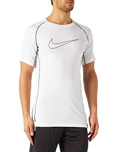 Nike M NP DF Tight Top SS, T-Shirt Unisex-Adulto, White/Black/Black, M