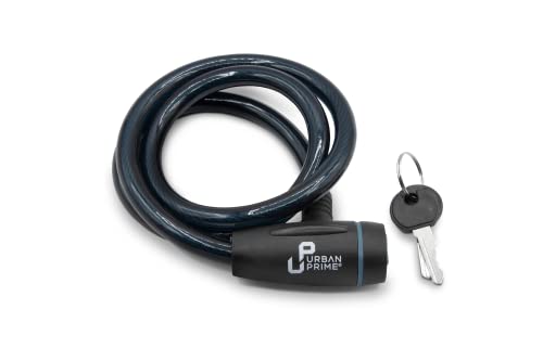 Urban Prime Security Cable lock with key, lucchetto antifurto per bici e monopattini, lucchetto con chiave, cavo da 102 cm, Colore ottanio