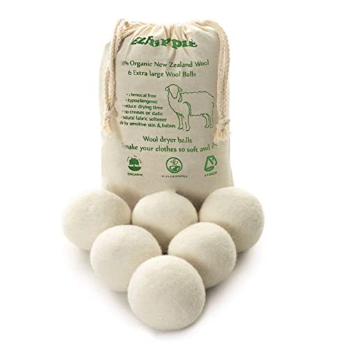 Palline per asciugatrice in lana naturale fatte a mano Nepal - Ammorbidente per tessuti che riduce le rughe e riutilizzabile Confezione da 6 [X-Large]