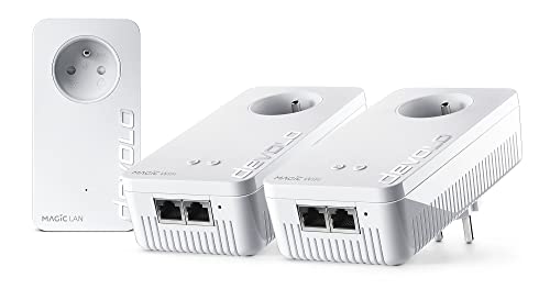 devolo Kit Multiroom Magic 2 WiFi 6 (ax): 3 adattatori WiFi PLC, presa Gigogne (2400 Mbit, mesh, 5 porte Gigabit Ethernet) ideale per telelavoro e streaming, presa francese