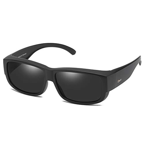 DUCO Sovraocchiali da sole Occhiali da sole sovrapponibili con protezione UV400 Polarizzati Adattamento sopra i bicchieri 8956 (Nero)