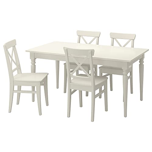 Ikea INGATORP/INGOLF tavolo e 4 sedie, 155/215 cm, bianco