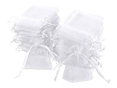 Carehabi - Organzasäckchen 100 sacchetti in organza, 7 x 9 cm, sacchetto regalo in organza, sacchetto per gioielli, sacchetti per matrimonio, sacchetti di lavanda, bomboniere nuziali