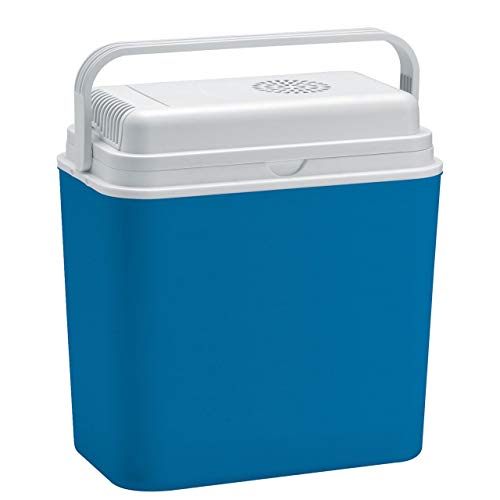 Linder – Borsa frigo con corrente 24 l 12 Volt – Borsa frigo elettrica per auto, camion, camper, frigo termoelettrica, mini frigorifero da campeggio, blu grigio