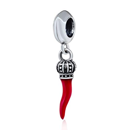 Ciondolo a forma di corno rosso in argento Sterling 925 con ciondolo a forma di peperoncino rosso per braccialetti Pandora