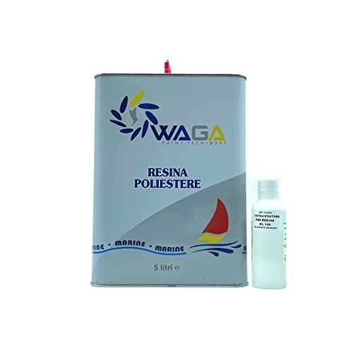 WAGA PAINT S.R.L. Resina Poliestere Liquida 5L + Catalizzatore 125ML - Waga Paint Tecniques