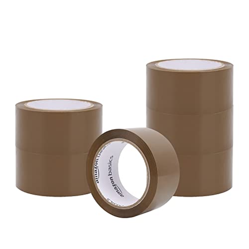 Amazon Basics - Nastro adesivo per imballaggio, 48 mm x 66 m, spessore: 1.8 mil, marrone, confezione da 6 rotoli