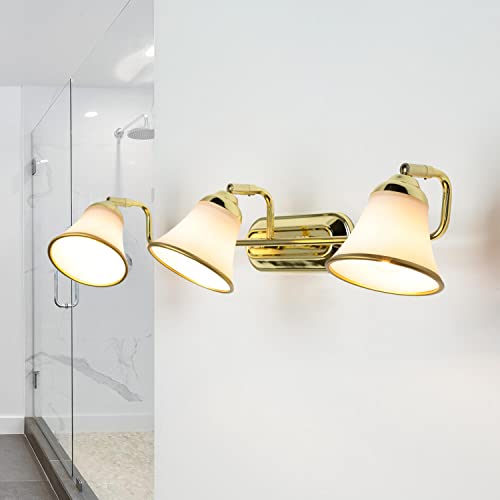 Elegante Lampada da parete per interni Grando color oro design stile art nouveau orientabile trio luci 3xE14 Applique per il bagno per specchio