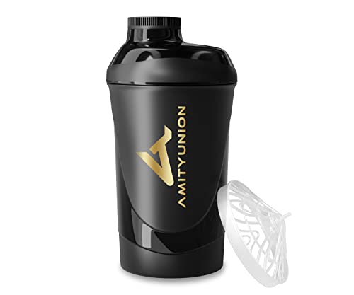 AMITYUNION Shaker per proteine ​​- L'ORIGINALE Senza BPA con setaccio, scala per frullati di siero di latte cremosi, tazze Gym Deluxe per isolati e concentrati sportivi