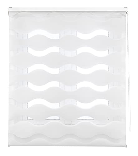 Blindecor Mediterraneo - Tenda avvolgibile a doppio strato, notte e giorno, poliestere, bianco, 80 x 180 cm