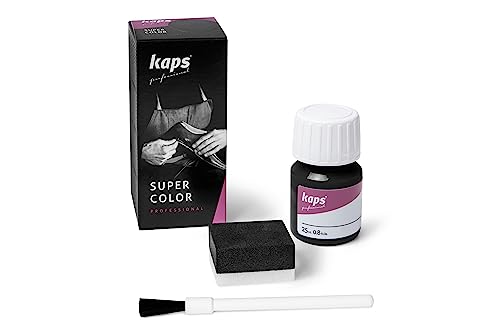 Tinta per Scarpe e Borse in Pelle o Tessuto Con Spugna Applicatore e Pennello, Super Color della Kaps, 70 Colori (118 - Nero)