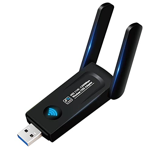 Adattatore WiFi Antenne Chiavetta WiFi Antenna WiFi USB Adattatore USB3.0 WiFi Dual Band Adapter con Antenna 5dBi 1200Mpbs/2.4GHZ 866Mbps/5.8GHZ 802.11ac per Windows XP/Vista/7/8/10 Linx MacOSX
