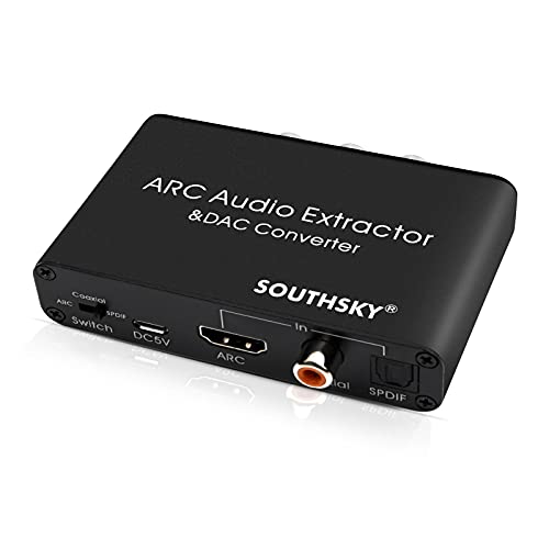 SOUTHSKY 192KHz DAC,Convertitore Audio Digitale a Analogico, L/R, Estrattore Audio HDMI ARC a SPDIF, Coassiale, 3,5 mm Stereo, L/R, Volume CEC Regolabile,Switch Ottico,Toslink,RCA