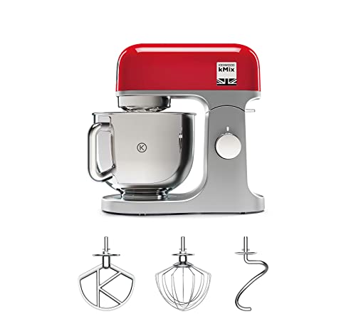 Kenwood KMX750RD Impastatrice Planetaria Kitchen Machine kMix, Robot da Cucina Mixer, 3 Ganci di Miscelazione, Potenza 1000 W, Ciotola da 5 Litri, Acciaio, Plastica, Rosso