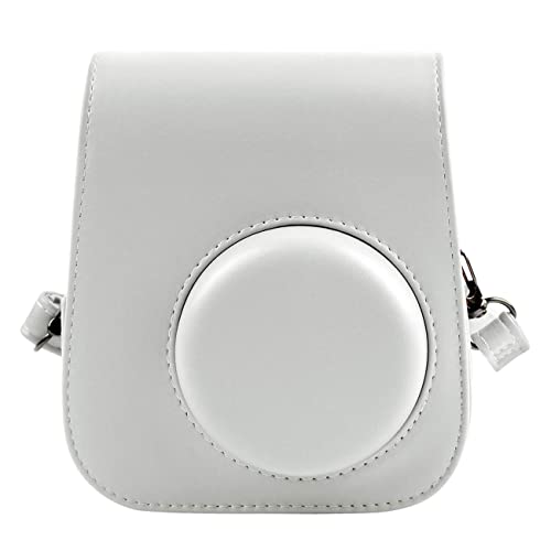 ZEEREE Custodia Compatibile con Instax Mini 8/Mini 8S/Mini 9/Mini 11, Istantanea, Pelle PU Borsa Fotografica con Cinturino a Spalla tasca accessori e cinturino regolabile (White)