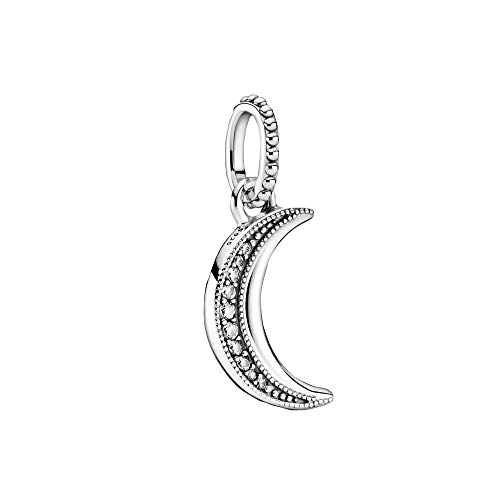 Pandora Moments 399184C01 - Ciondolo a forma di conchiglia di luna in argento Sterling e zirconi, ideale per collane della collezione Moments