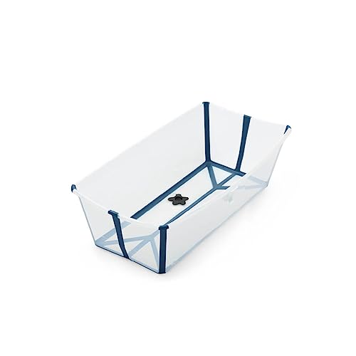 Stokke Flexi Bath X-Large, Blu trasparente - Vaschetta pieghevole spaziosa - Leggera e Facile da conservare - Comoda da usare a casa o in viaggio - Ideale per età 0-6 anni