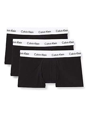 Calvin Klein Low Rise Trunk 3pk Boxer, Nero (Black/White), L (Pacco da 3) Uomo