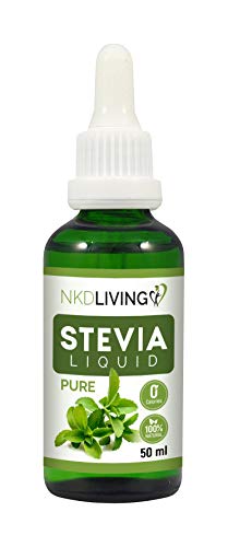NKD Living Gocce di Stevia Liquida Pure 50ml – Stevia Pura, Senza Sapori Aggiunti – con contagocce in vetro