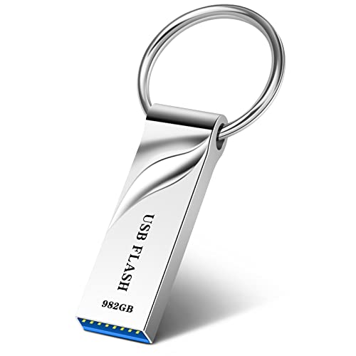 Tuyer Chiavetta USB 982 GB Pendrive 3.0 Impermeabile Pennetta USB Custodia in Metallo Pen Drive di Grande Capacità Memoria USB 3.0 con Portachiavi per PC/Tablet/TV/Auto/Console di Gioco 982GB