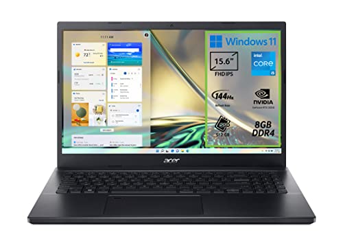 Acer Aspire 7 A715-51G-52MV Notebook Gaming, Processore Intel Core i5-1240P, RAM 8 GB DDR4, 512 GB PCIe NVMe SSD, Display 15.6' FHD IPS 144 Hz LCD, NVIDIA GeForce RTX 3050 4 GB, Windows 11 Home