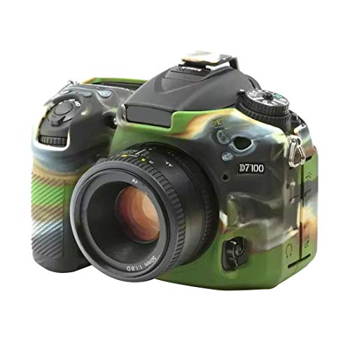 MINGFENG - Custodia protettiva in silicone morbido per fotocamera Nikon D7200 / D7100 (mimetica) accessori per fotocamera (colore: mimetico)