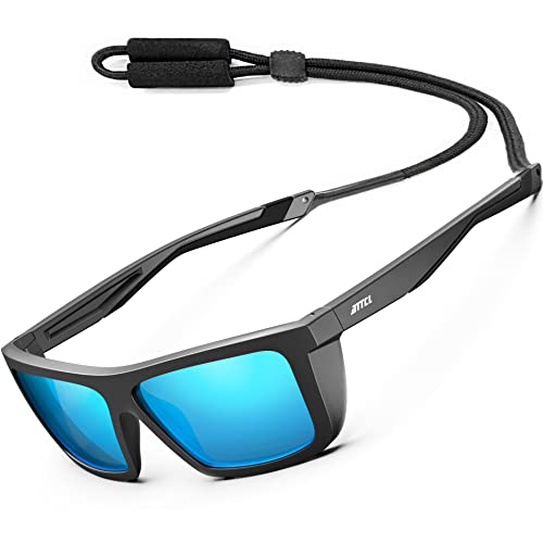 ATTCL Occhiali da sole polarizzati sportivi per uomo donna ciclismo guida pesca 100% protezione UV occhiali da sole UV400 CAT 3 CE, Nero-blu/Specchiato, Medium