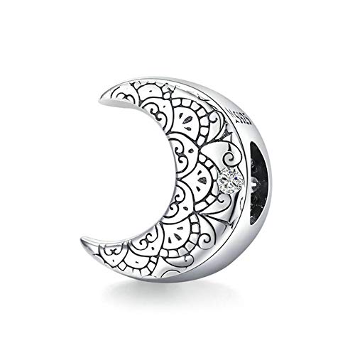 Ciondolo a forma di luna in argento Sterling 925 con ciondolo a forma di stella per braccialetti Pandora e Argento, colore: Luna, cod. CC-4165