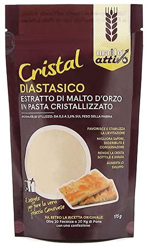 Malto Diastasico in Polvere (175g) | Estratto di Malto d'Orzo Cristallizzato | Ad Elevato Potere Diastasico | Ideale per Panificazione