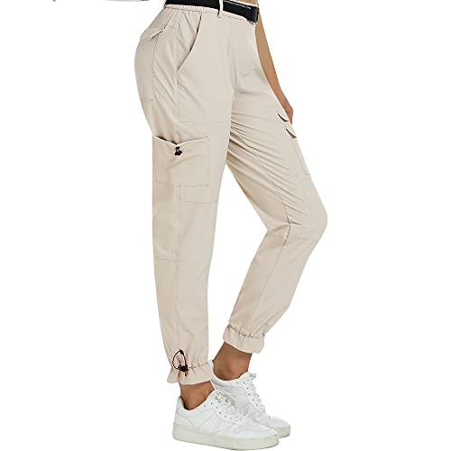 MoFiz Pantaloni da Escursionismo Donna Leggeri Impermeabili Trekking Pantaloni con Tasca Utility Khaki S