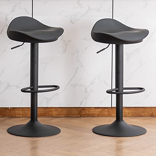 Kidol & Shellder sgabelli da bar sedie da pranzo set di 2, nero, regolabile in altezza girevoli a 360°, sedie da bar in plastica e metallo, per la cucina di casa bancone bistrot
