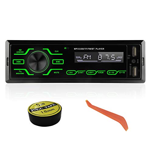 Autoradio Bluetooth Vivavoce Microfono Incorporato Stereo Da Auto Universale 1 DIN Supporto Lettore Multimediale MP3 Per Auto USB/TF/SD/AUX con 5 Luci Colorate