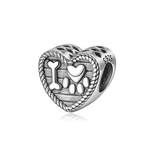 Charm a forma di zampa di cane in argento Sterling 925 con ciondolo a forma di animale per braccialetti Pandora