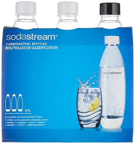 SodaStream Bottiglie Fuse per Gasatore Source, Play, Power, Spirit, Fizzi e Genesis, Capienza 1 litro, Confezione da 3 (3 x 1 L)