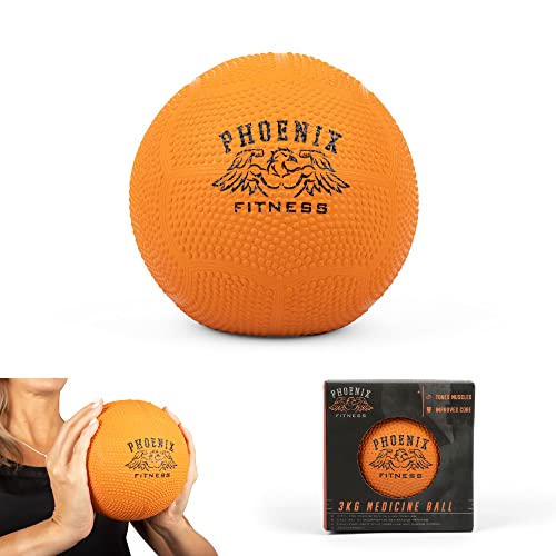 Phoenix Fitness RY929 No Bounce Medicine Slam Ball | Piccolo 3kg | Testurizzato Easy Grip | Rafforza I Muscoli Centrali, Arancione