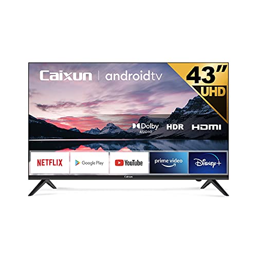 Caixun EC43S1A, Smart TV 43', Ultra HD 4K Televisori, HDR 10, Android 9.0 TV with Google Assistant Google Play Store, Tuner Triplo (DVB-T2/T/C/S2/S), WiFi, Nero